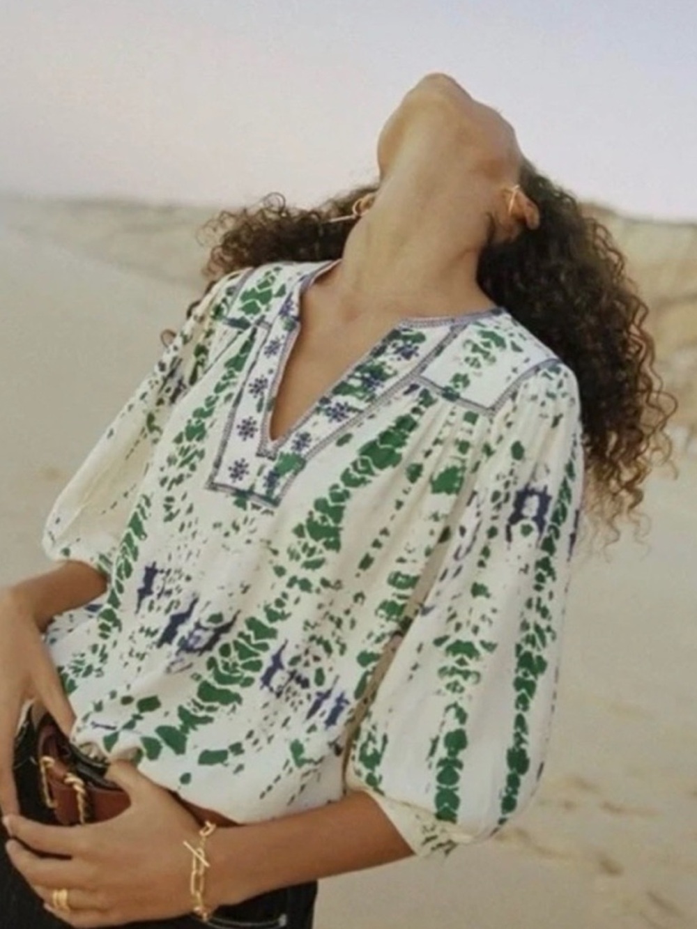 BA&SH Idris Abstract Tie Dye Print Blouse - Picture 12 of 16
